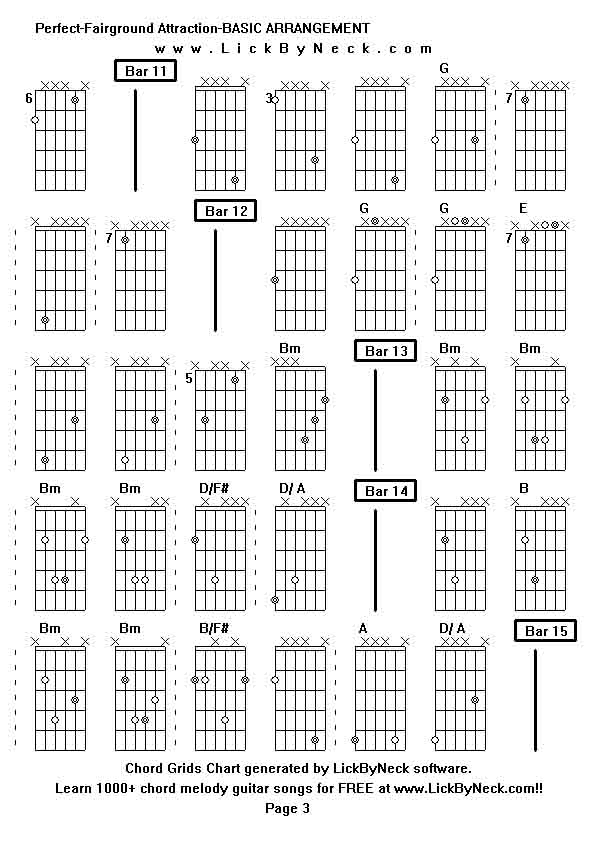 Chord Grids Chart of chord melody fingerstyle guitar song-Perfect-Fairground Attraction-BASIC ARRANGEMENT,generated by LickByNeck software.